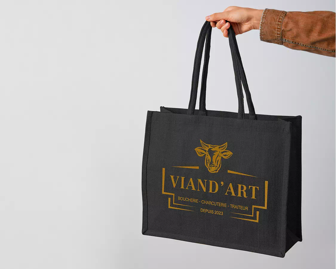 Mockup – Sac Jute Noir – Viand’Art